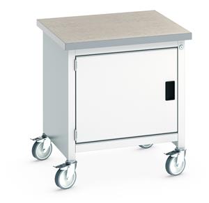 750mm Wide Moveable Engineers Storage Bench with drawers and Cabinets Lino Top Bott Mobile Bench 750Wx750Dx840mmH - 1 x Cupboard